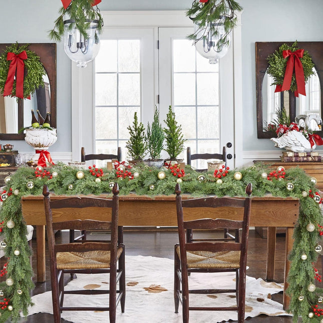 Artiflr Artificial Christmas Pine Garland, 6 Feet Winter Greenery Garland for Holiday Season Mantel Fireplace Table Runner Centerpiece Decoration