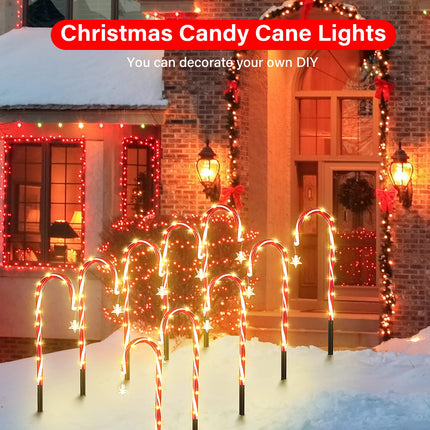 12Pack Christmas Candy Cane Lights: 21" Solar Candy Cane Pathway Lights Outdoor Markers - Xmas Decorations Lights with 8 Modes for Holiday Party Garden Walkway Patio Decor s Yard Driveway Lawn