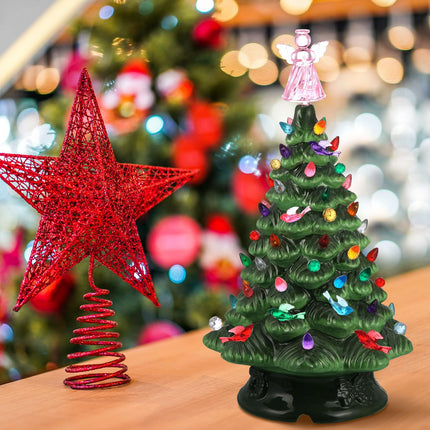 Riakrum 186 Pcs Ceramic Christmas Tree Replacement Bulb Set Ceramic Tree Replacement Lights Ornaments Christmas Ceramic Tree Globe Lights Bird Stars Lights (Multi Color,Angel Style)