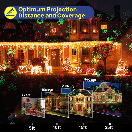 Christmas Projector Lights Outdoor, Christmas Laser Lights Outdoor with 16 Patterns, Waterproof, Timing for Christmas, Year, Birthday Party, Family Gatherings, Garden, Christmas