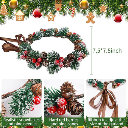 MEMOVAN Floral Headpiece Hairband - Christmas Red Berry Stems Spray with Pine Cone Holly Stem - Wreath Headband for Women Girl - Holiday Decoration
