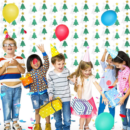 40 Feet Green Christmas Tree Garland Glitter Star Garland Paper Banner Hanging Party Supplies, Christmas Ceiling Hanging Decorations for Baby Shower Birthday Party Decorations Christmas Year