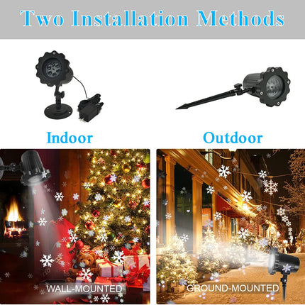 Christmas Snowflake Projector Lights, Dynamic Led Snowflake Projector Lights, White Snow Projection Outdoor and Indoor Decorative Lighting for Halloween Xmas Year Wedding Party Holiday