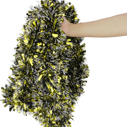 32.8 Ft Gold Tinsel Garland Metallic Shiny Twist Garland Hanging Decorations for Christmas Holiday Birthday Party Supplies Indoor Outdoor Ornaments Home Decor