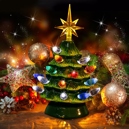 206 Pieces Plastic Ceramic Christmas Tree Lights Set Includes 100 Ceramic Tree Replacement Lights Ornaments 100 Plastic Christmas Tree Bird Lights 6 Stars Replacement Tree Bulb (Classic Colors)