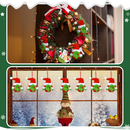 Syhood 8 Pcs Lime Green Furry Gnome Ornament Christmas Red and Green Hanging Ornament Xmas Cute Gnome Plush Doll s with Rope for Christmas Tree Decorations Party Home Fireplace Stair Window