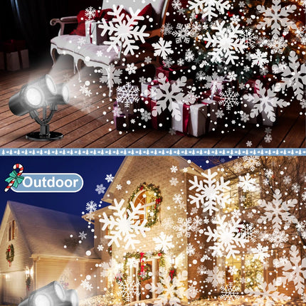 Snowflake Projector Light Outdoor, est IP65 Waterproof Christmas LED Lights,Rotating Snowfall Lamp Brighter LED Landscape for Xmas Holiday Indoor Outdoor Garden Party Decoration