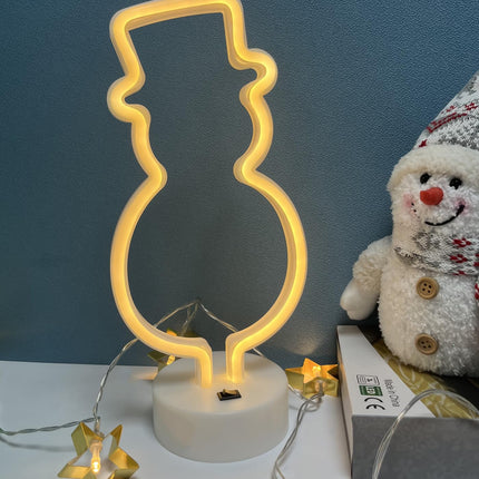 Neon Light Sign,Snowman LED Neon Signs, Battery/USB Powered Light Up Acrylic Neon Sign Night Light for Christmas,Room Decor