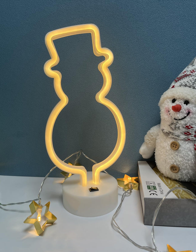 Neon Light Sign,Snowman LED Neon Signs, Battery/USB Powered Light Up Acrylic Neon Sign Night Light for Christmas,Room Decor
