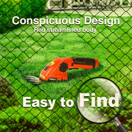 SHALL Cordless Grass Shear & Hedge Trimmer - 7.2V Electric Shrub Trimmer 2 in 1 Handheld Grass Trimmer Hedge Shears, Hedge Clippers Grass Cutter w/ Pruning Scissor, Rechargeable Battery & Fast Charger