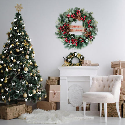 Christmas Decor - 24nch Artificial Christmas Wreath with Eucalyptus Leaves, Pine Cones and Berry Clusters，Winter Front Door Wreath for Indoor Outdoor Farmhouse Festival Home Decor