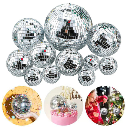 memo 11pcs Disco Ball Cake Decoration Mirror Cake Topper 70's Disco Disco Ball Table Decorations Disco Ball Centerpiece Decor Dance Birthday 70s Theme Party