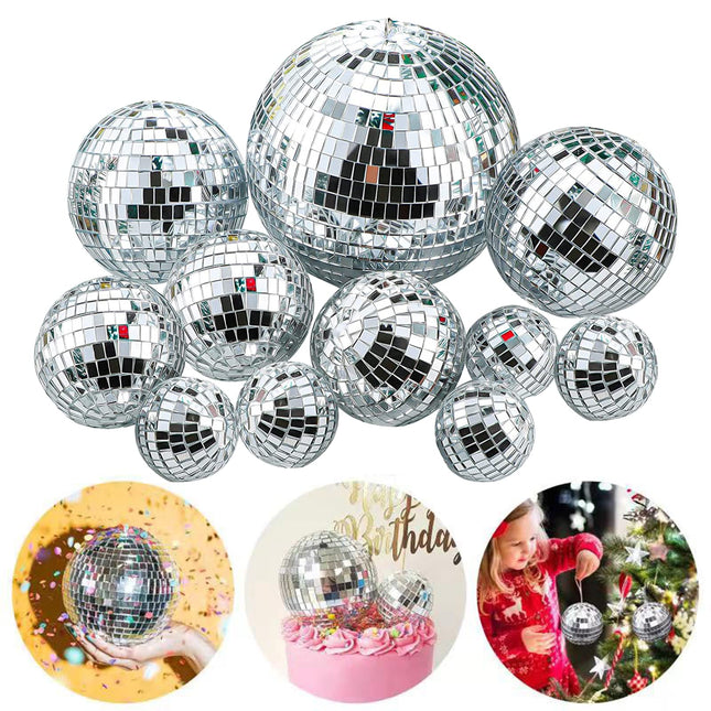 memo 11pcs Disco Ball Cake Decoration Mirror Cake Topper 70's Disco Disco Ball Table Decorations Disco Ball Centerpiece Decor Dance Birthday 70s Theme Party