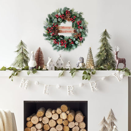 Christmas Decor - 24nch Artificial Christmas Wreath with Eucalyptus Leaves, Pine Cones and Berry Clusters，Winter Front Door Wreath for Indoor Outdoor Farmhouse Festival Home Decor