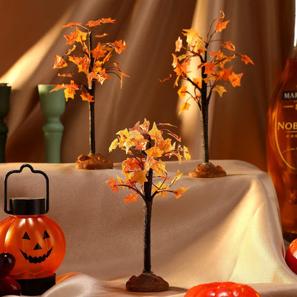 3 Pieces Fall Maple Tree Christmas Village Tree Thanksgiving Village Miniature Fake Faux Maple Tree for Aesthetic Decor Harvest Town Village Accessories (Bright Style)