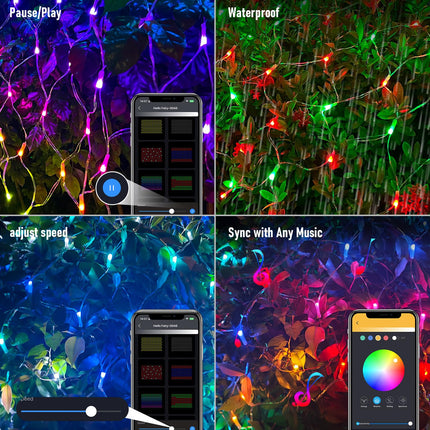 Smart Net Lights Outdoor APP Programmable, 3 Pack 150 LEDs 4 x 6 ft Christmas Net Lights for Bush, 58 Modes Dimmable Connectable RGB Mesh Lights for Xmas Bushes Diwali Decorations for Home Schedule