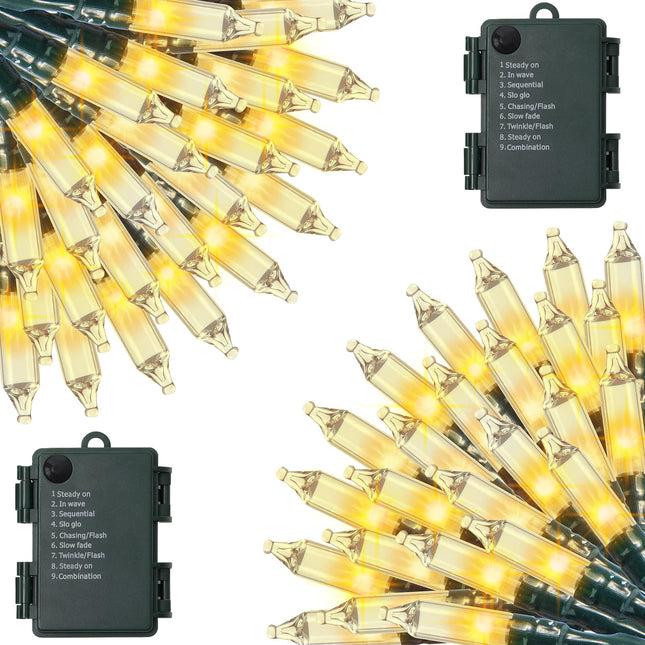 ZAIYW 2 Pack Christmas Lights 23ft 70 LED, Battery Operated Mini String Lights Waterproof Christmas Tree Lights with Timer for Indoor Outdoor Home Party Garden Yard Xmas Decoration, Warm White