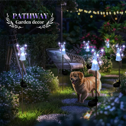 GIGALUMI Solar Angel Garden Stake Lights - 2 Pack Angel Solar Lights Outdoor Garden, Eternal Light Angel with 7 LEDs for Cemetery Grave Decorations, Memorial , Christmas Yard Art, Sympathy s