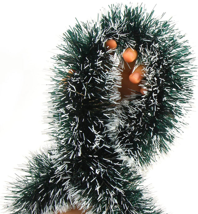 KIMOBER 32.8 Ft Christmas Tinsel Garland,Blackish Green Frost Tip Metallic Garland for Christmas Tree Xmas Party Decorations