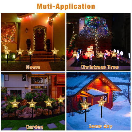 Macarrie 20 Pcs Solar Christmas Lights Outdoor Star Shape LED Lights Stake Lights Signs Garden Pathway Lights for Home Garden Patio Yard Lawn Decor Christmas Decorations