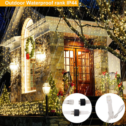 Christmas Lights, Christmas Decorations Outdoor Indoor 416 LEDs 34FT with 8 Modes Icicle String Lights, Waterproof Christmas Lights for House, Garden, Holiday, Wedding Party, Yard Decor