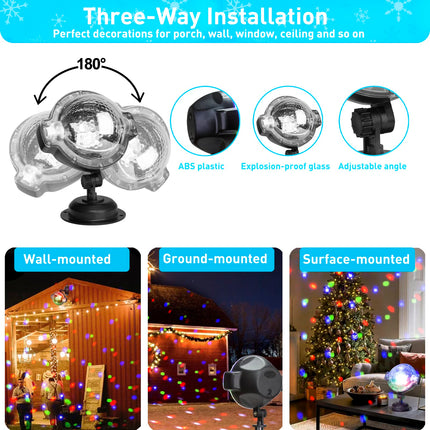 EAMBRITE Christmas Projector Lights with Remote Rotating Falling Snow Projector Show Moving Points Landscape Projection Lights for House Yard Garden Club Pub Outdoor Xmas Decorations