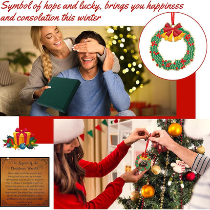Christmas Wreath s Set The Legend of The Christmas Wreath Hanging Wreath Ornament on Card with Box Religious Christmas Wreath Ornament for Holiday Xmas Tree Home Party Favors
