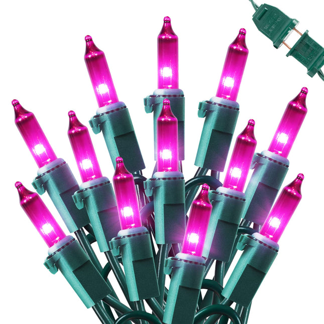 MYGOTO Purple Christmas Lights Outdoor, 2Pack 13Feet 50Count Halloween String Lights Connectable 120V Plug in for Outdoor Indoor Garden Party Christmas Xmas Tree Lights Decor (Purple)
