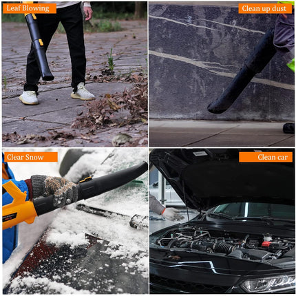 Cordless Leaf Blower - 320CFM 208MPH 21V Electric Handheld Leaf Blower with 5.2Ah Battery and Charger, 6 Variable Speed Leaf Sweeper for Leaves, Snow Debris, Dust, Yard Cleaning (Yellow)