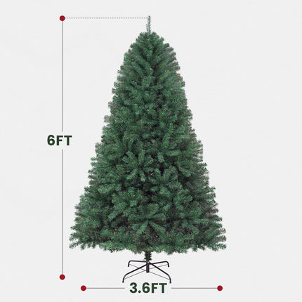 JEAREY 6ft Artificial Holiday Christmas Tree, Premium Hinged Spruce Holiday Xmas Tree for Home, Office, Party Decoration with 1000 Branch Tips, Easy Assembly, Metal Hinges & Foldadble Base, Green