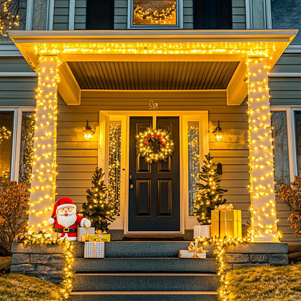 JMEXSUSS 2 Pack Battery Operated Christmas Lights Outdoor Indoor, Each 33ft 100 LED Warm White String Lights Battery Powered with Remote, 8 Modes Twinkle Fairy Lights for Christmas Decorations