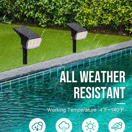 Solar spotlights Outdoor 63 LED 3 Lighting Modes, IP65 Waterproof Lighten Yard Garden House Garage Pathway for Christmas Decorations-4 Pack