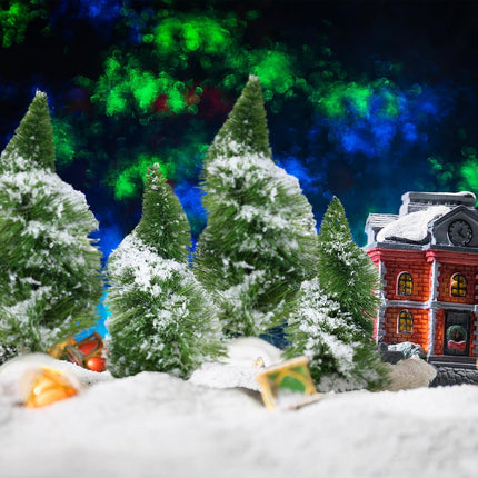 12 Pcs Green Mini Christmas Trees Whimsical Curved Christmas Frost Trees Artificial Xmas Mini Table Decoration for Christmas Village Home Kitchen Christmas Party