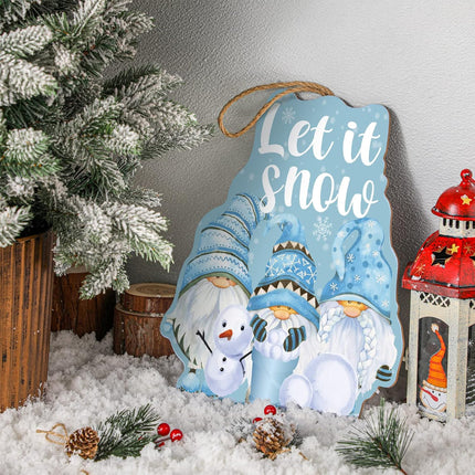 Christmas Welcome Sign Wooden Winter Gnome Door Sign 10x13 Inches Gnome Hanging Plaque Decor Hanging for Holiday Winter Home Window Wall Indoor Outdoor (Charming)