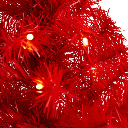 Nearly Natural 2ft. Red Artificial Christmas Tree with 35 LED Lights and 72 Bendable Branches