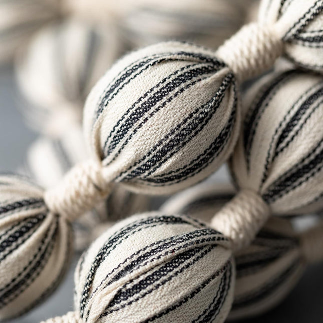 Sullivans Christmas Black Fabric Ticking Ball Garland, Christmas décor, Christmas Garland, Fabric Garland, Garland Christmas Decorations, Farmhouse Christmas Décor, Black & White, 72"