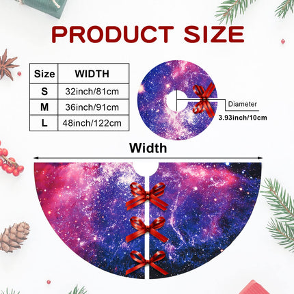 Purple Christmas Tree Skirt, Small Tree Mat 36", Galaxy Purple Blue Christmas Decoration Ornament for Xmas Holiday Party