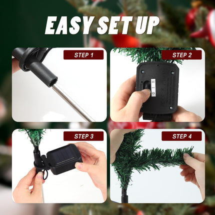 Solar Christmas Tree Garden Stake Lights, d Solar Christmas Decoration Tree Lights, Outdoor Waterproof Yard Patio Path Lights, 2 Pack, 2 Modes