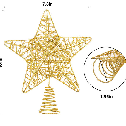 DERAYEE Christmas Tree Star Topper Decoration, Glittered Treetop Christmas Tree Decoration Seasonal Décor