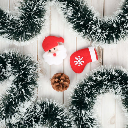 50 Feet Garland Christmas Decorations, Green Snowy Christmas Garland, Artificial Thick Christmas Garland for Xmas Party Hanging Ceiling Stairs Decor Indoor Outdoor