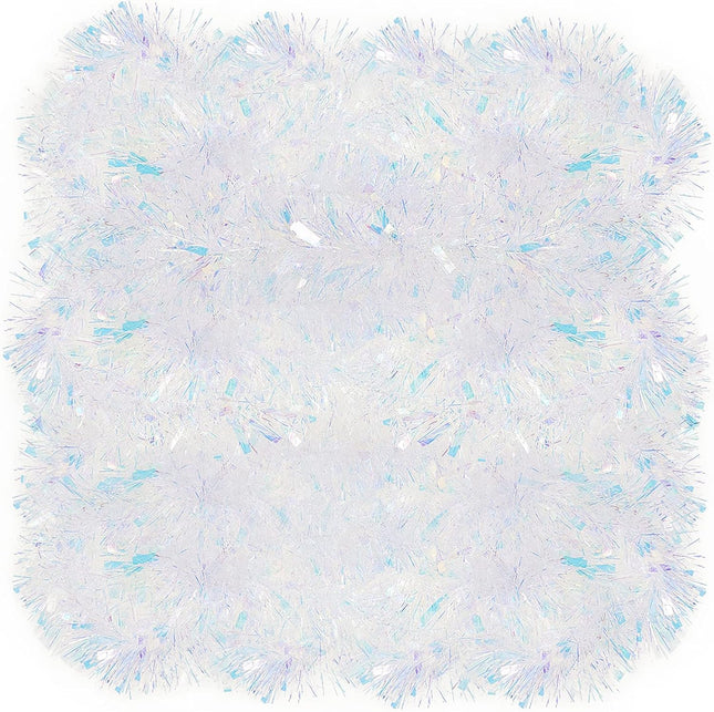 26.2 Feet Iridescent White Holiday Tinsel Garland for Christmas, Birthday, Weddings, Party Decorations, Xmas Foil Tinsel Garland for All-Season Home Indoor Outdoor Party Supplies(Iridescent White)