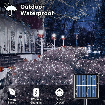 Voolex 4-Pack Solar Christmas String Lights Outdoor - 100LED 33FT Solar Powered LED String Light Waterproof with 8 Modes for Garden, Fence, Holiday, Party, Balcony, Xmas Decorations Cold White