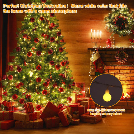 100 LED Connectable Globe String Lights Indoor Bedroom, 33ft Warm White String Lights with Remote Plug in, 8Mode Christmas Lights Outdoor Waterproof for Classroom Patio Party Dorm Decor