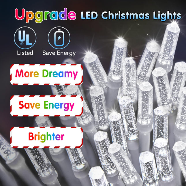 360LED 49FT Christmas Lights Outdoor Decorations with 72 Drops, 8 Modes String Lights, Plug in Waterproof with Timer and Memory Function for Christmas House Fence Party Decor (Cold White)