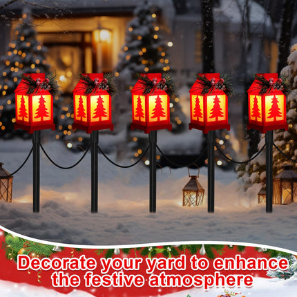 Christmas Pathway Markers Lights Waterproof Garden Stake Lights Connectable Christmas Decorations Ground Lights, 7 ft Total, Landscape Path Lights for Outdoor Walkway Patio(Christmas Tree)
