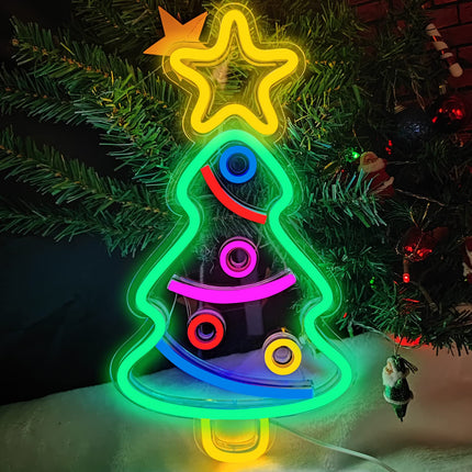 Christmas Tree Neon Sign, Xmas Trees LED Neon Signs for Wall Decor Art, USB Powered Acrylic Neon Lights for Bedroom Kids' Room Home Decoration Man Cave Birthday Bar Wedding Party Decorations