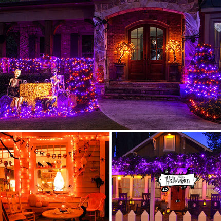 JMEXSUSS 250 LED Orange and Purple Halloween Lights: 11 Modes Halloween String Lights Outdoor Waterproof with Remote Control - 91.5ft Orange Purple Lights for Garden Patio Holiday Party