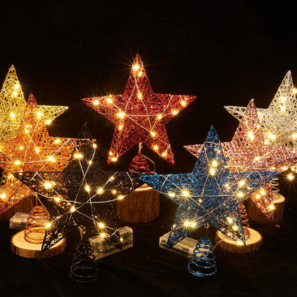 Emopeak 20 LED Christmas Tree Topper, 8 x 10 Inch Indoor Iron Art Star Treetop Light, Two Modes (Keep Light ON/Flash) Blue