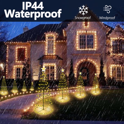 d 2 Pack Spiral Solar Christmas Tree Lights, 32'' Outdoor Christmas Decorations, 8 Modes Solar Pathway Lights, Waterpoof Light up Prelit Xmas Tree for GardenPatio Yard Walkway Driveway