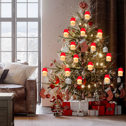 Abeja Christmas Snowman String Lights, 8.5Ft Christmas Santa Claus Decorations String Lights with 10 Santa Head Decorations Lights, Santa Fairy Lights for Christmas, Yard, Party, Xmas Tree Decor